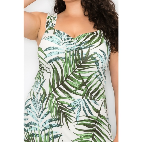 Tropical Plus Size Ruffled Sleeve Tank Top and Maxi Skirt Set - Picture 3 of 10